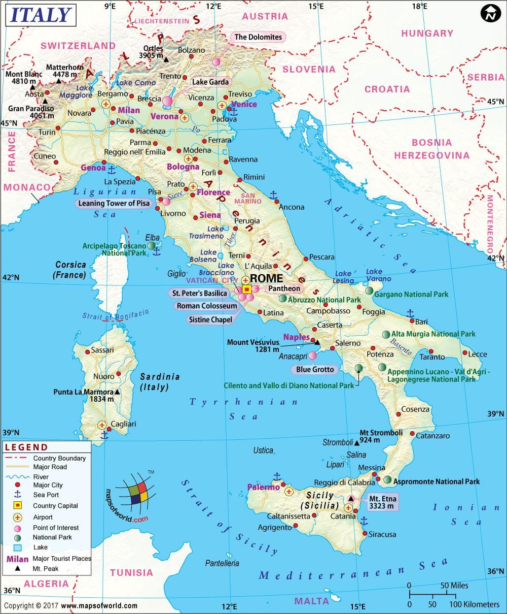 Žemėlapis neapolyje (italija) apylinkėse