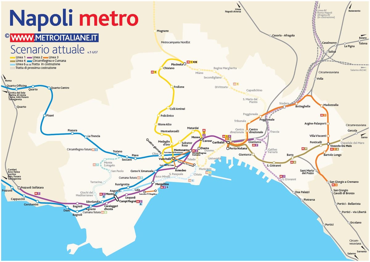žemėlapis neapolio metro