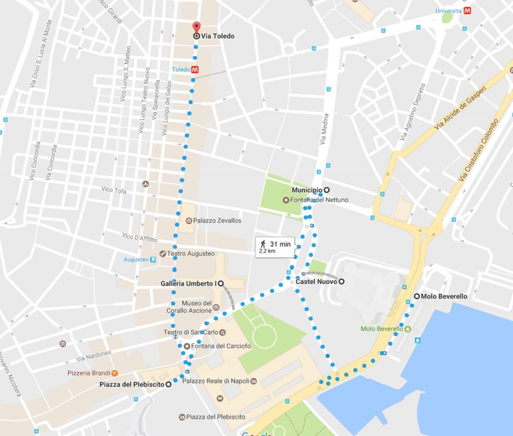 neapolio ekskursija žemėlapyje