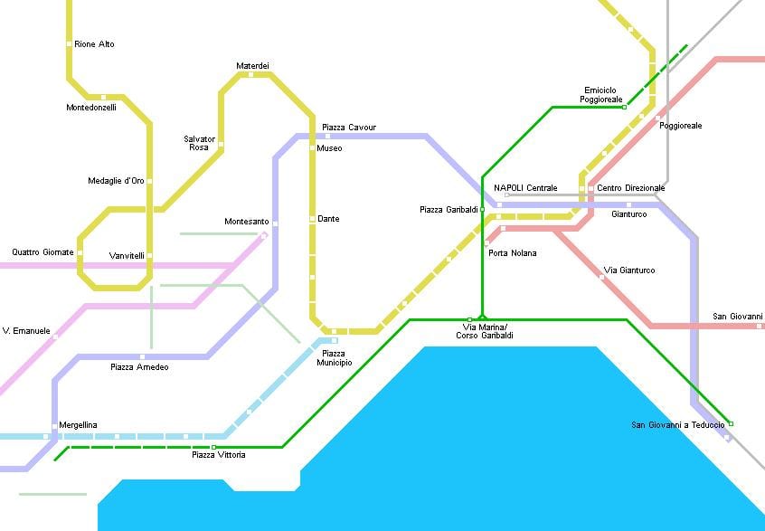 Žemėlapis neapolio tramvajų 