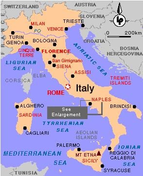 neapolis, italija žemėlapyje