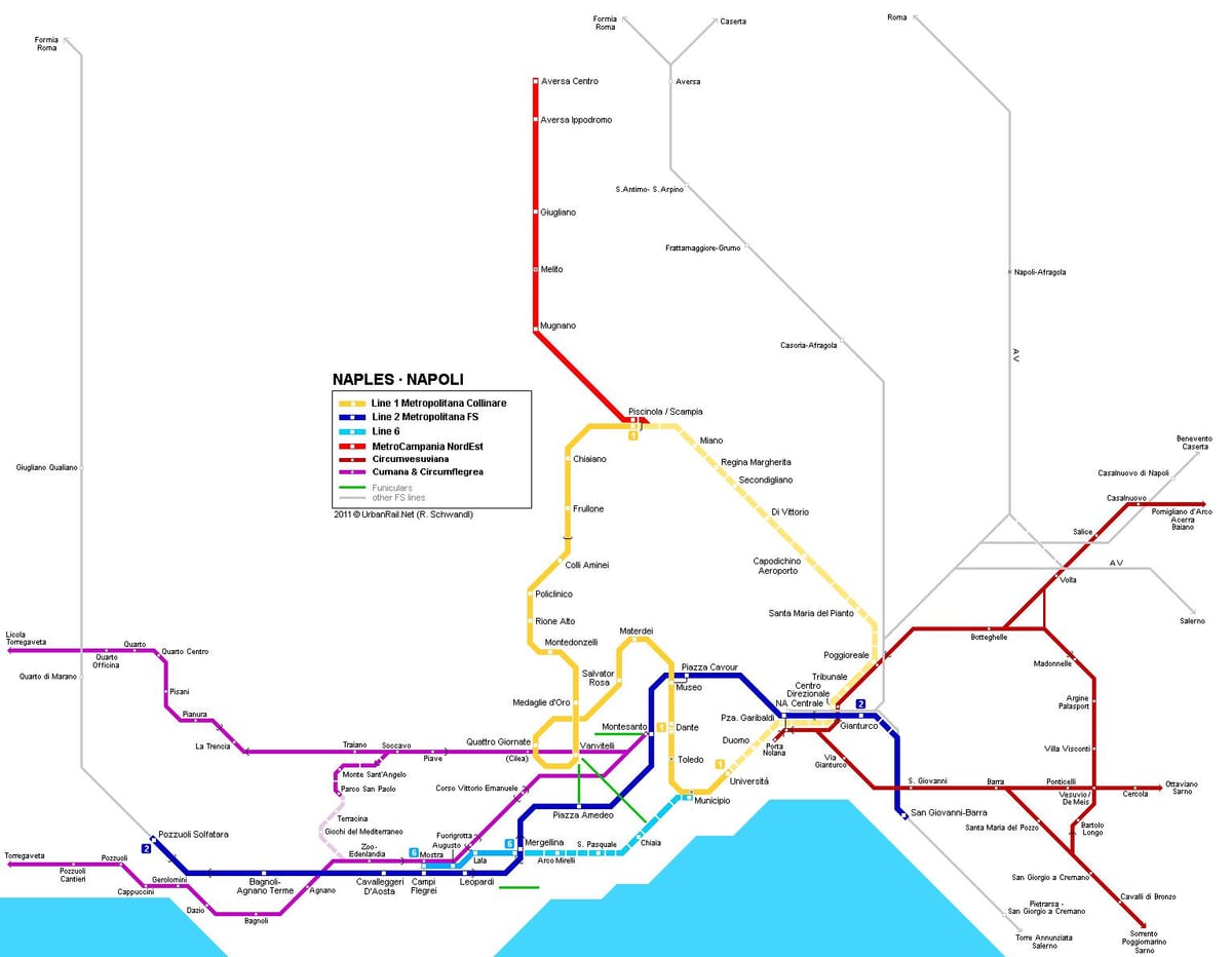 Žemėlapis neapolio (italija metro